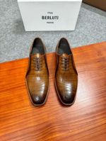 Berluti Black and brown calfskin Leather Shoes-Berluti Man Business Leather Shoes
